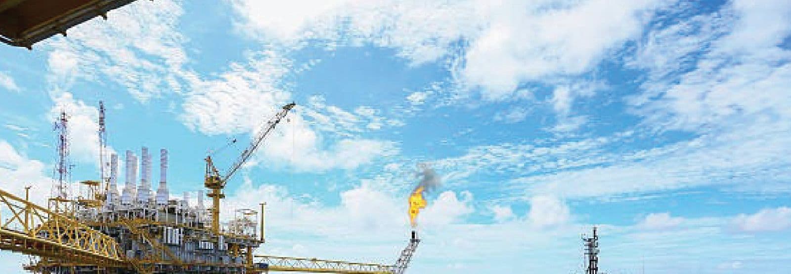 Offshore platform and supply vessel in open waters